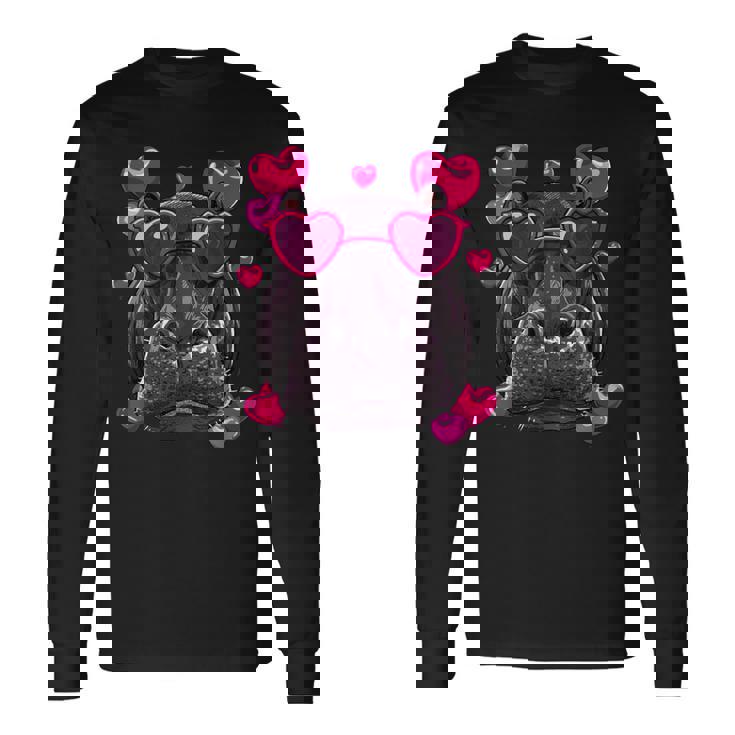 バレンタイン カバ シャツ かわいい カバ 動物 カバ 恋人 長袖Tシャツ