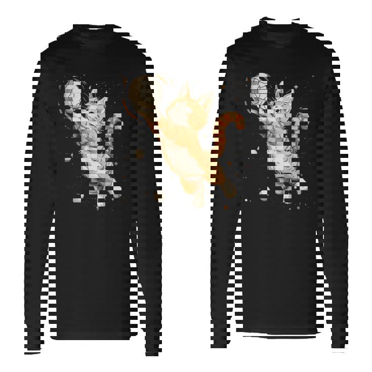 バレーボール選手のかわいいバレーボール猫。 長袖Tシャツ