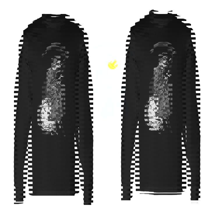 バンクシーの死神時計 長袖Tシャツ