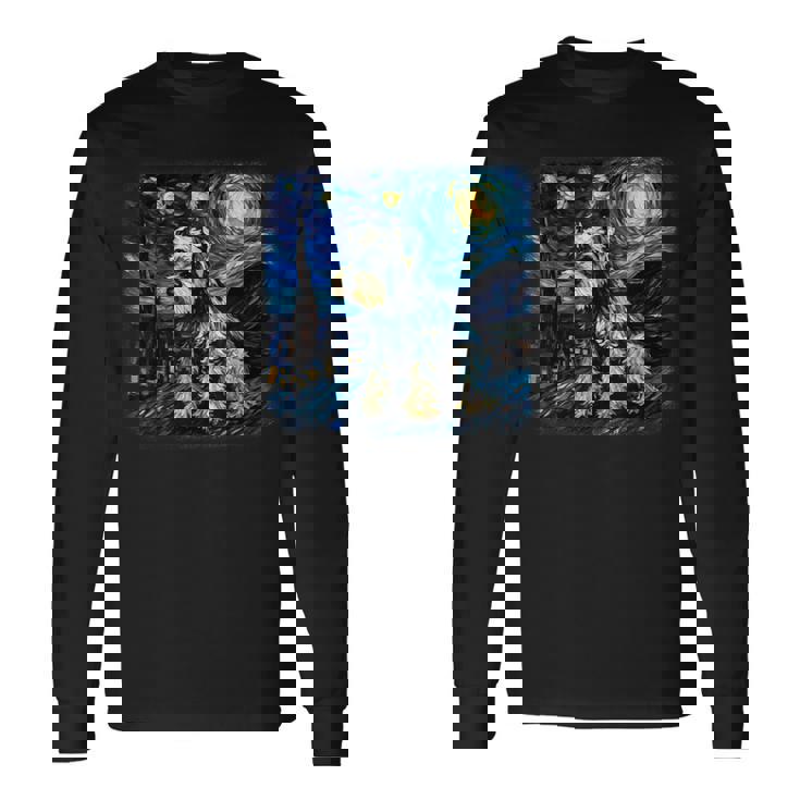バン・ゴッホ 星月夜ミニチュア・シュナウザー 長袖Tシャツ