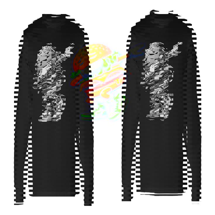 バーガー ダビング チーズ バーガー デイダンス 面白い ハンバーガー 長袖Tシャツ