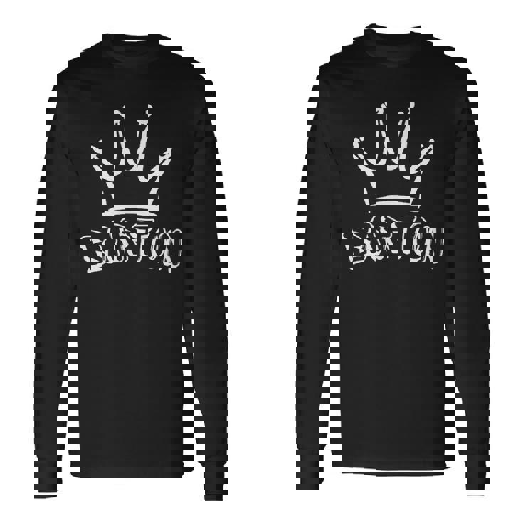 バートンのファミリーネーム クールなバートンの名前とロイヤルクラウン 長袖Tシャツ