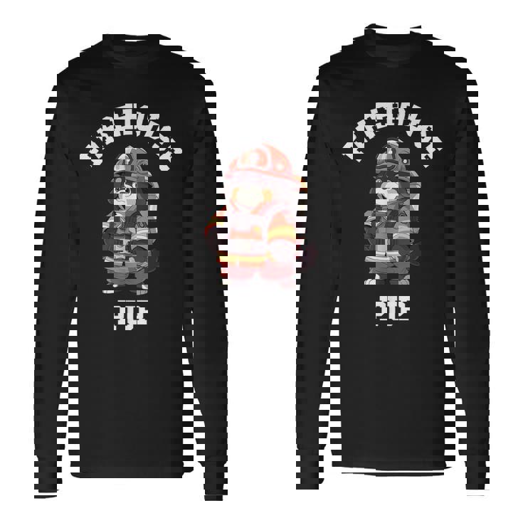 バーニーズマウンテンドッグ ファイヤーハウス パップ 面白い 消防士 長袖Tシャツ