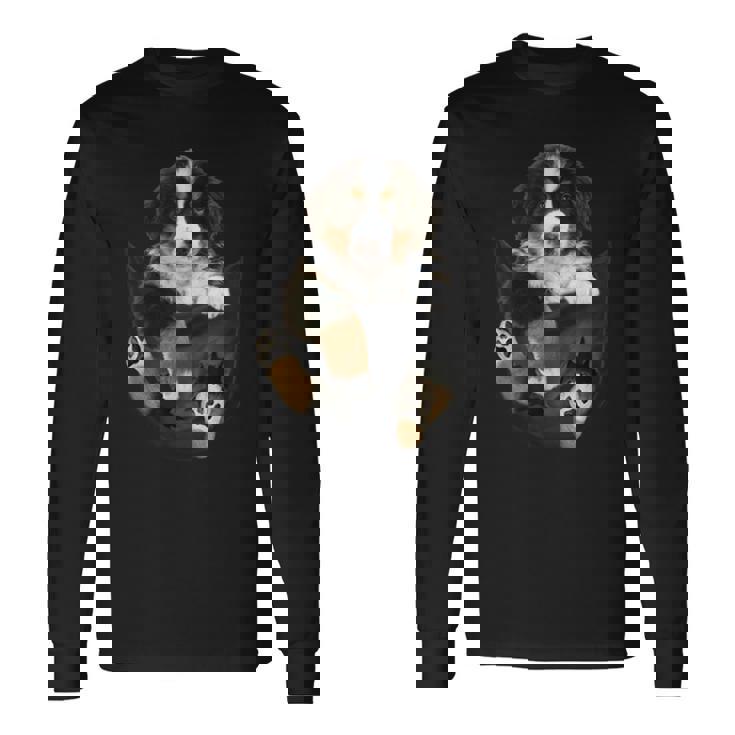 バーニーズ愛好家のためのポケットに入った面白いバーニーズマウンテンドッグ 長袖Tシャツ