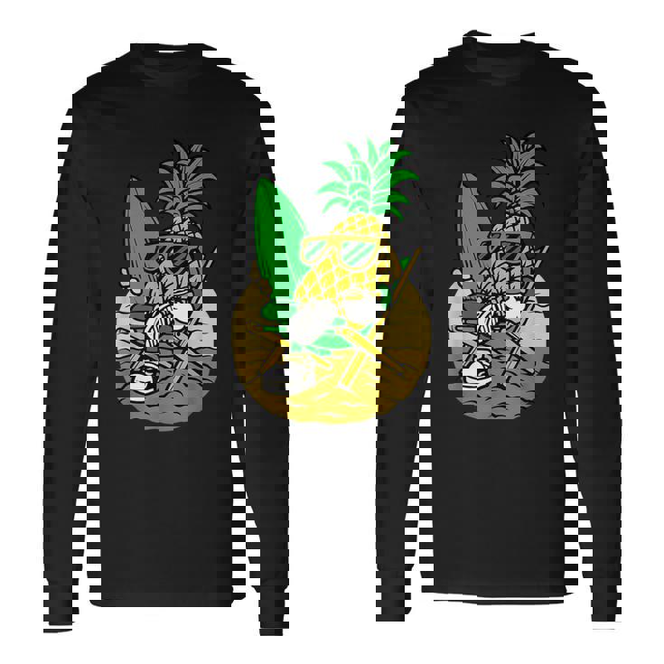 パイナップル サーファー サングラス ハワイ ハワイアン アロハ メンズ レディース 長袖Tシャツ