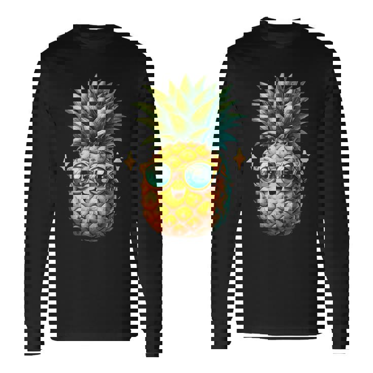 パイナップル柄 フルーツタリアン トロピカルパイナップル フルーツファン 長袖Tシャツ