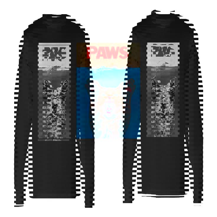 パウス おもしろ猫 パロディ 猫 恋人 ギフト 子猫 サメ ネズミ 鳴き声 長袖Tシャツ