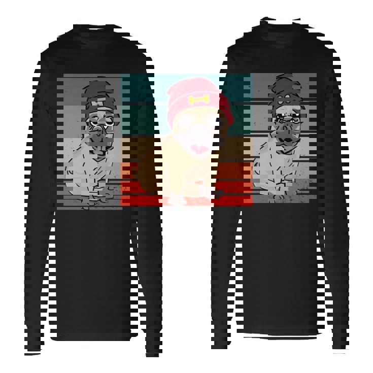 パグ ビーニー 赤骨かわいい遊び心のある幸せなスタイリッシュな動物ペット 長袖tシャツ 長袖Tシャツ