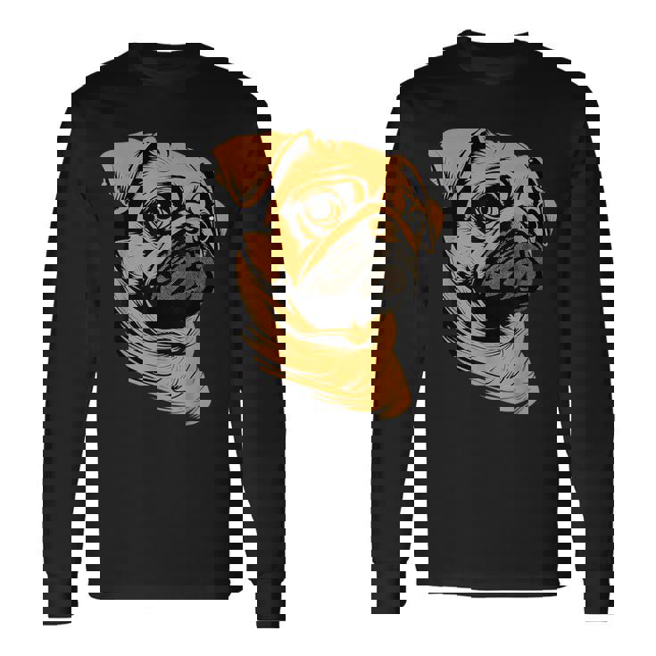 パグ 犬 デザイン ベージュ 犬 ラブ カーリン かわいい パグ 長袖Tシャツ