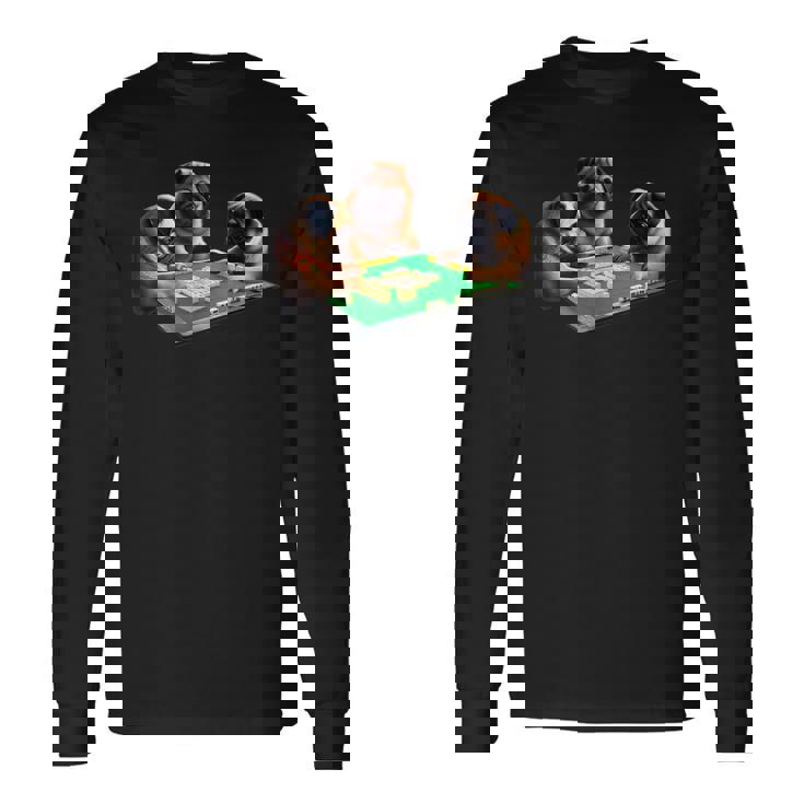 パグ 犬 麻雀 面白いtシャツ 文字入り メンズ おもしろ 面白い 服 おもしろグッズ ネタ 雀士 長袖Tシャツ