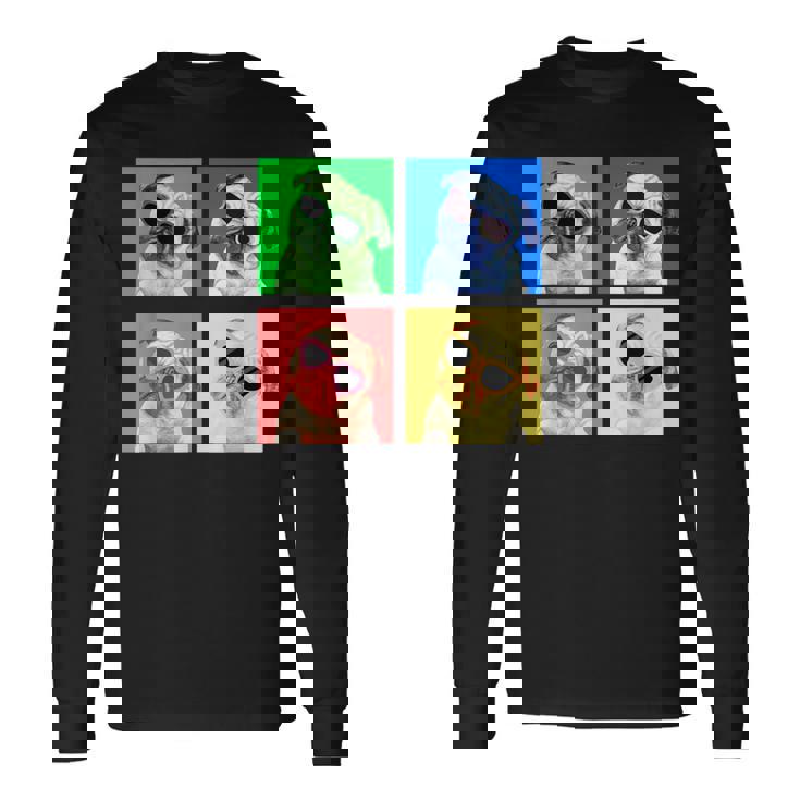 パグ 面白いtシャツ 犬 かわいい メンズ 子供 おもしろ 服 雑貨 グッズ ネタ わんこ イヌ 黒パグ 長袖Tシャツ