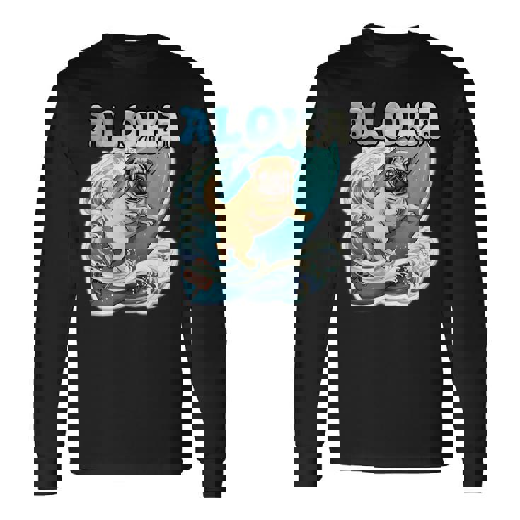 パグサーフィン アロハ サーフボード&ウェーブ 長袖Tシャツ