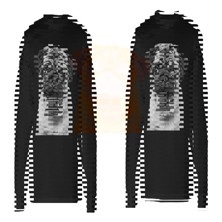 パグチョコレート 長袖Tシャツ