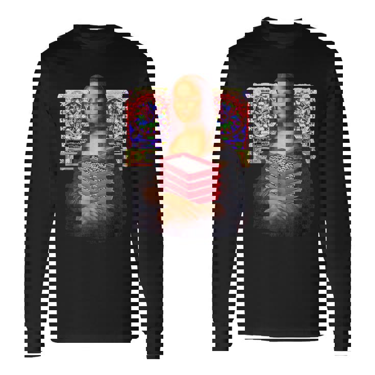 パチンカス 面白いtシャツ モナリザ パチンコ ギャンブル メンズ おもしろ 服 おもしろグッズ ネタ ウケ狙い 長袖Tシャツ