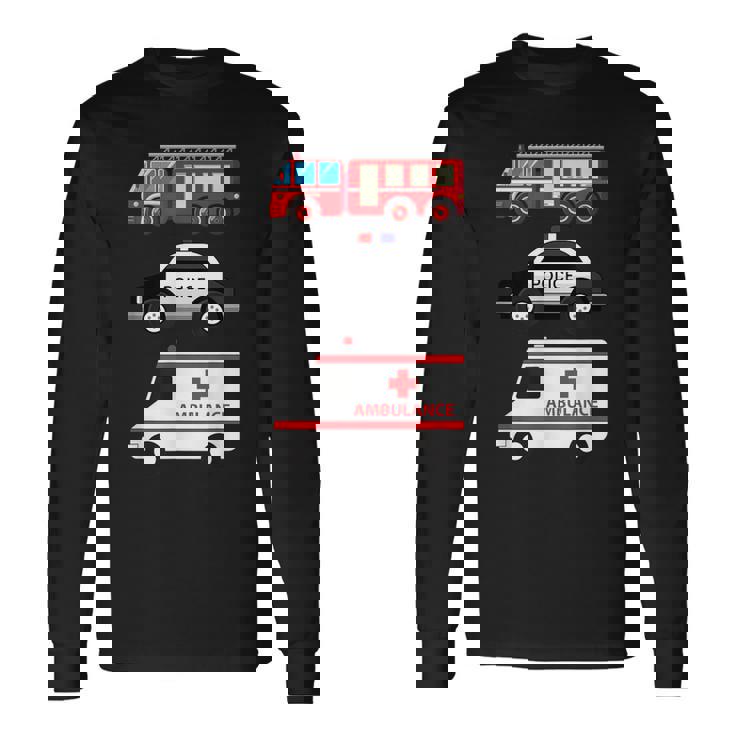 パトカー 消防車 救急車 ファーストレスポンダーデザイン 長袖Tシャツ