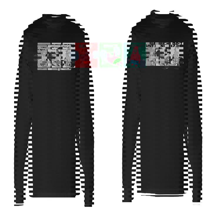 パトリック スクワット、ベンチ、デッドリフト 面白いパワーリフティング 長袖Tシャツ