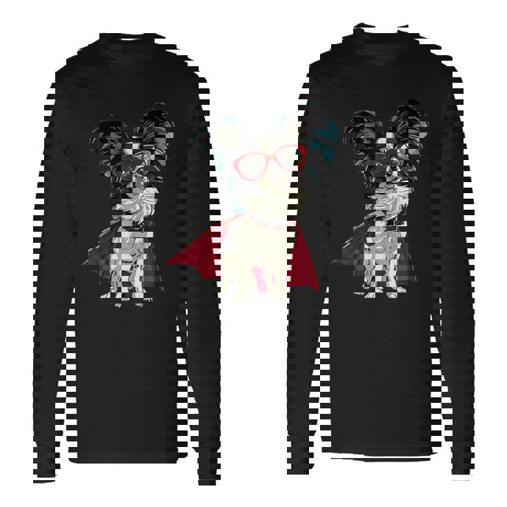 パピヨンドッグ-パピヨン 長袖Tシャツ