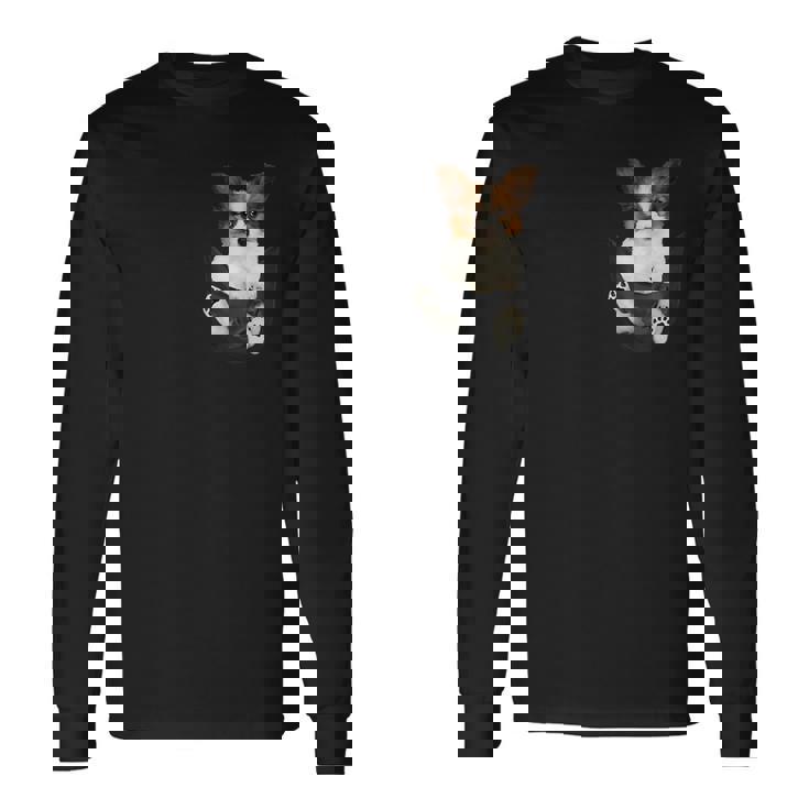 パピヨン愛好家のためのポケットに入った面白いパピヨン 長袖Tシャツ