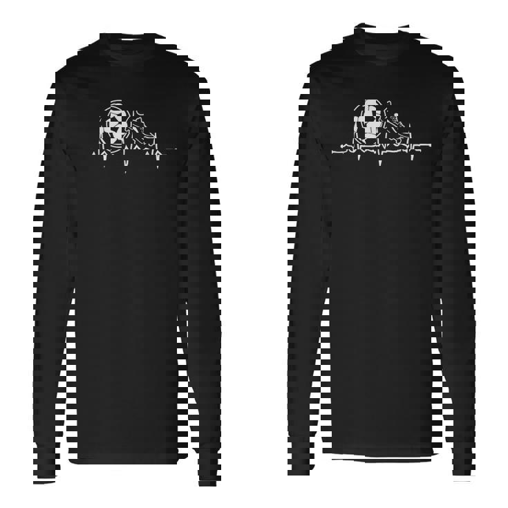 パルスとサッカーボールで赤のハートビート 長袖Tシャツ