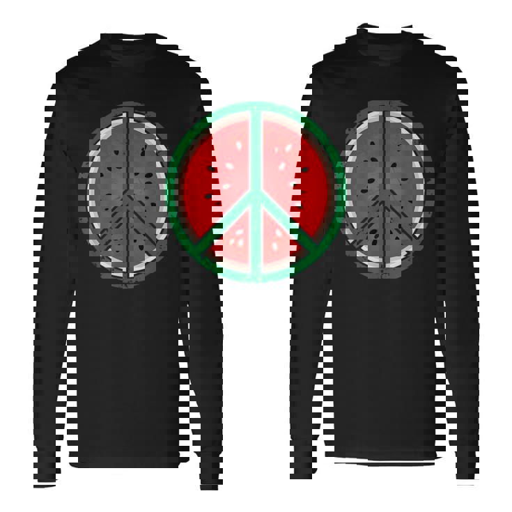 パレスチナシャツ スイカ ピースサイン パレスチナ国旗 長袖Tシャツ