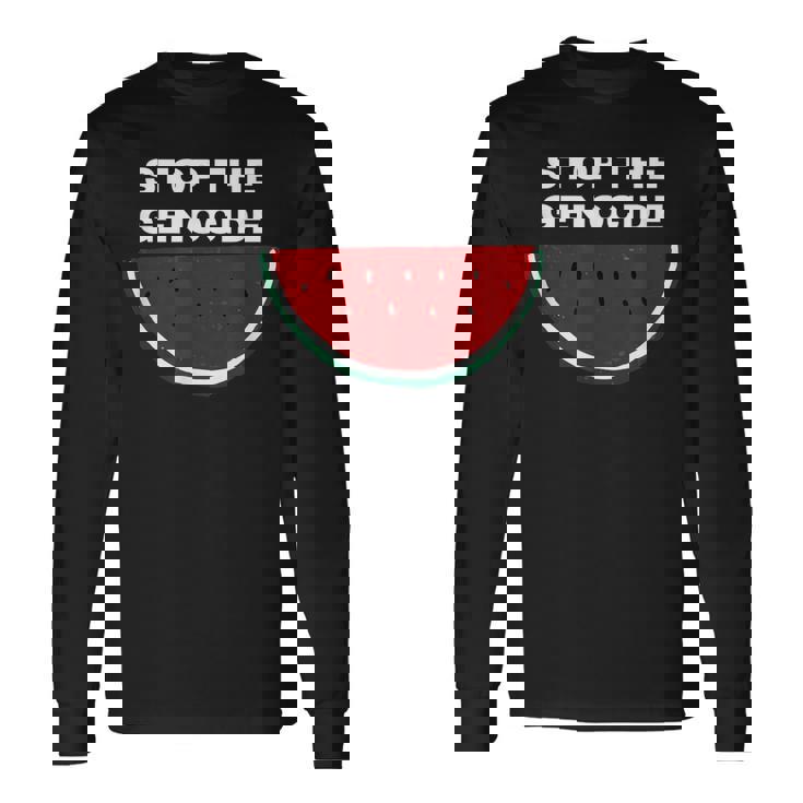 パレスチナスイカ ジェノサイドを止める 長袖Tシャツ