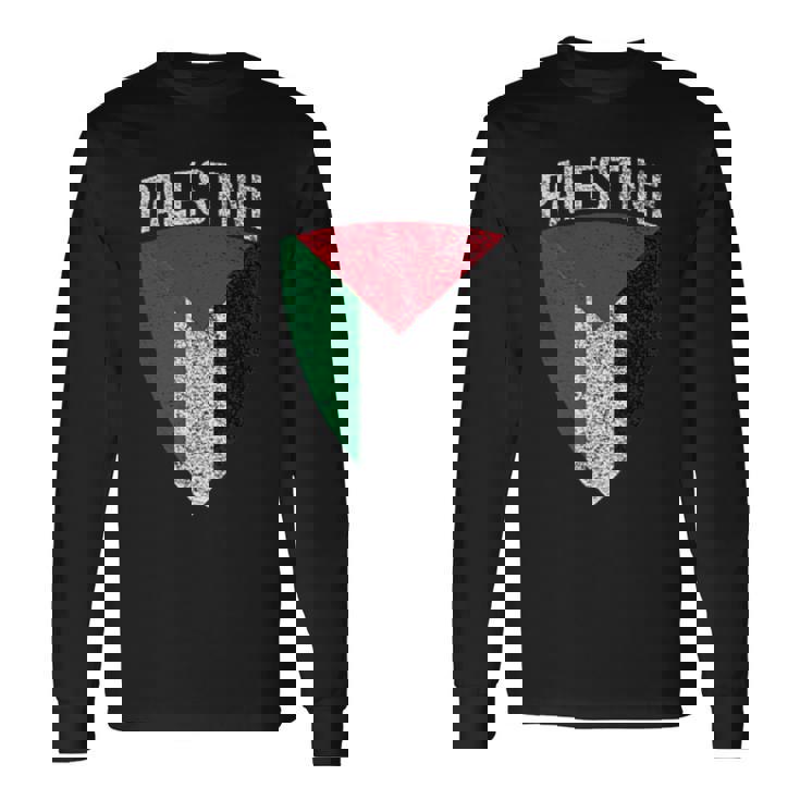 パレスチナ国旗 シールドフリー パレスチナガザ パレスチナ人 長袖Tシャツ