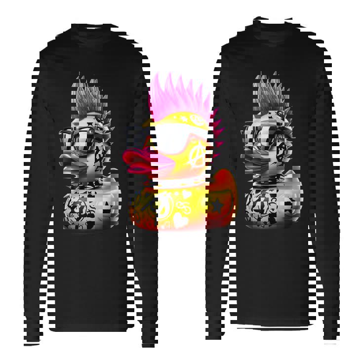 パンク アヒル アヒルの子 パンクロック 面白い 動物好き 長袖Tシャツ