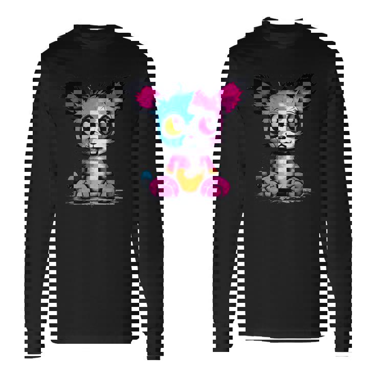 パンク モンスター 都会のぬいぐるみ くま 不気味でかわいい 怖い 長袖Tシャツ