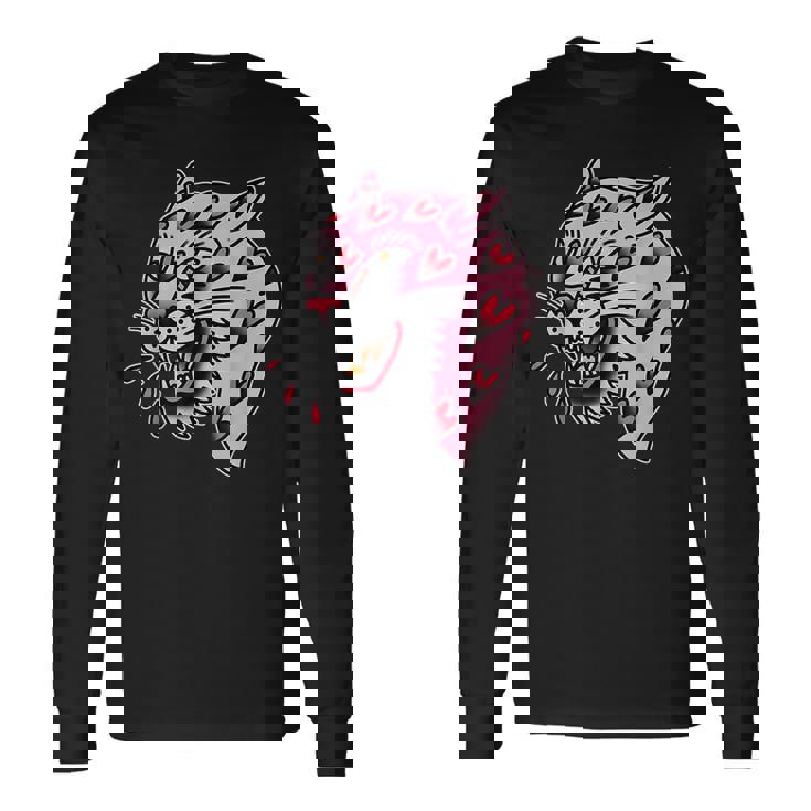 パンサーピンク×ハートラブトラディショナルフラッシュ 長袖Tシャツ
