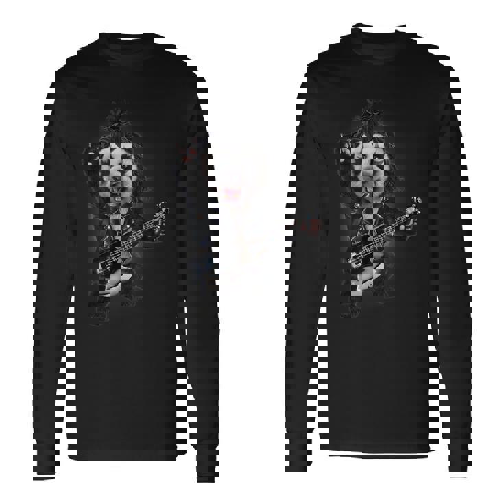 パンダ ロックスター ギター 長袖Tシャツ