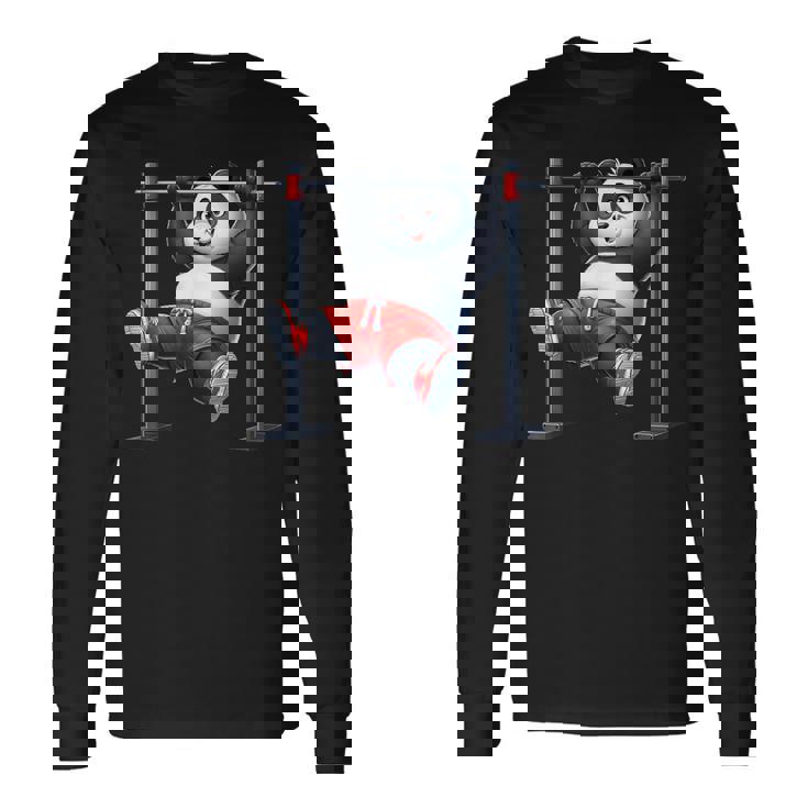 パンダ 懸垂 トレーナー ジム フィットネス ワークアウト トレーニング 長袖Tシャツ