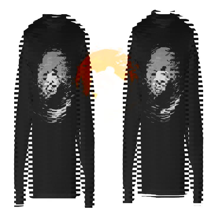 パンダ 森 ポートレート 動物好き 自然 グラフィック パンダ 長袖Tシャツ