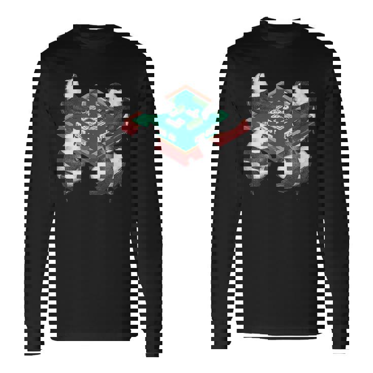 パンダ 麻雀 面白いtシャツ 動物 文字入り メンズ おもしろ 面白い 服 おもしろグッズ ネタ 雀士 長袖Tシャツ