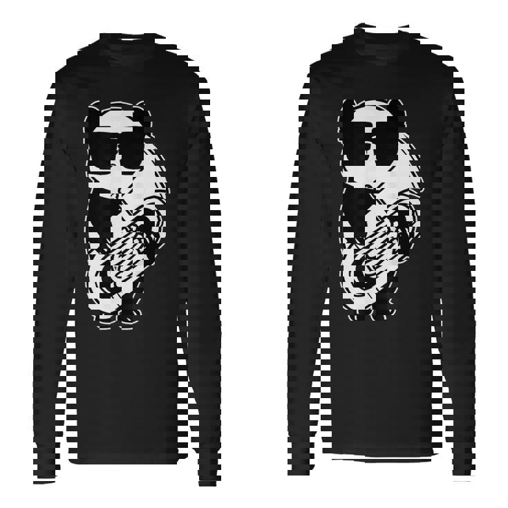 パンダとチューバ楽器チューブ 長袖Tシャツ
