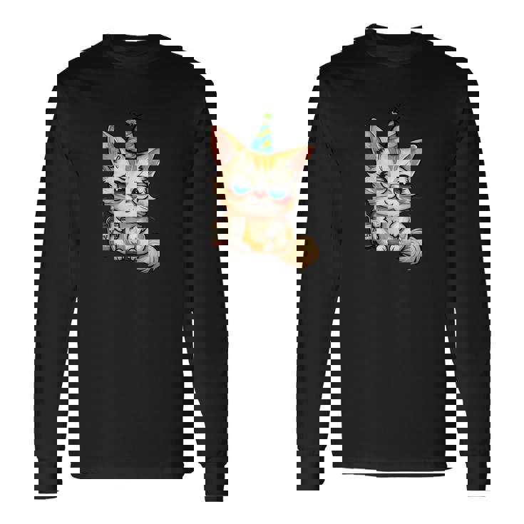 パーティー 猫 ドリンク 飲んだ 酔った プッシー キティ 猫 お祝い ブーー 長袖Tシャツ ギフトのアイデア