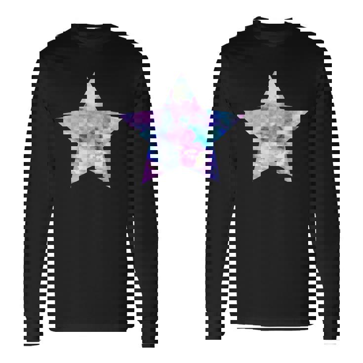 パープル ピンク ブルー プリティ スター 長袖Tシャツ