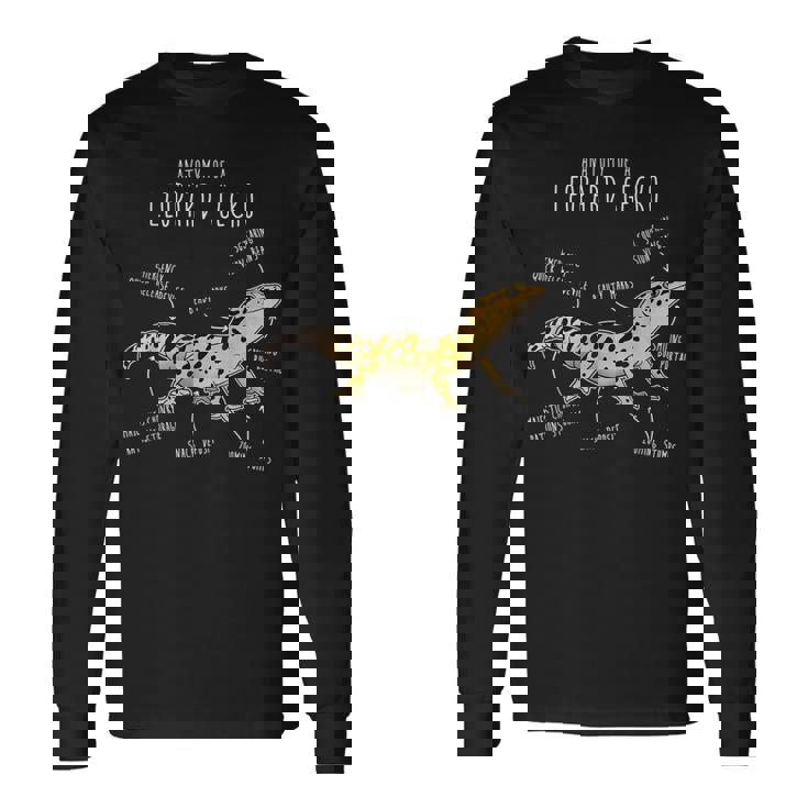 ヒョウゲッコの解剖学、面白いペット爬虫類トカゲ好き。 長袖Tシャツ