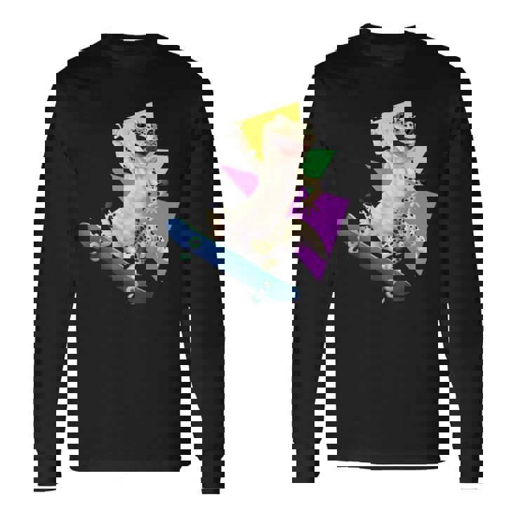 ヒョウモントカゲモドキ スケートボードのトカゲ 長袖Tシャツ