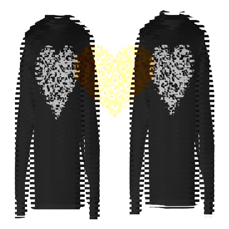 ヒョウ柄ハートデザイン ヒョウ柄 長袖Tシャツ ギフトのアイデア