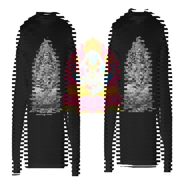 ヒンドゥー教の神ヴィシュヌ ヴィシュヌ ヒンドゥー教 守護の象徴 長袖Tシャツ