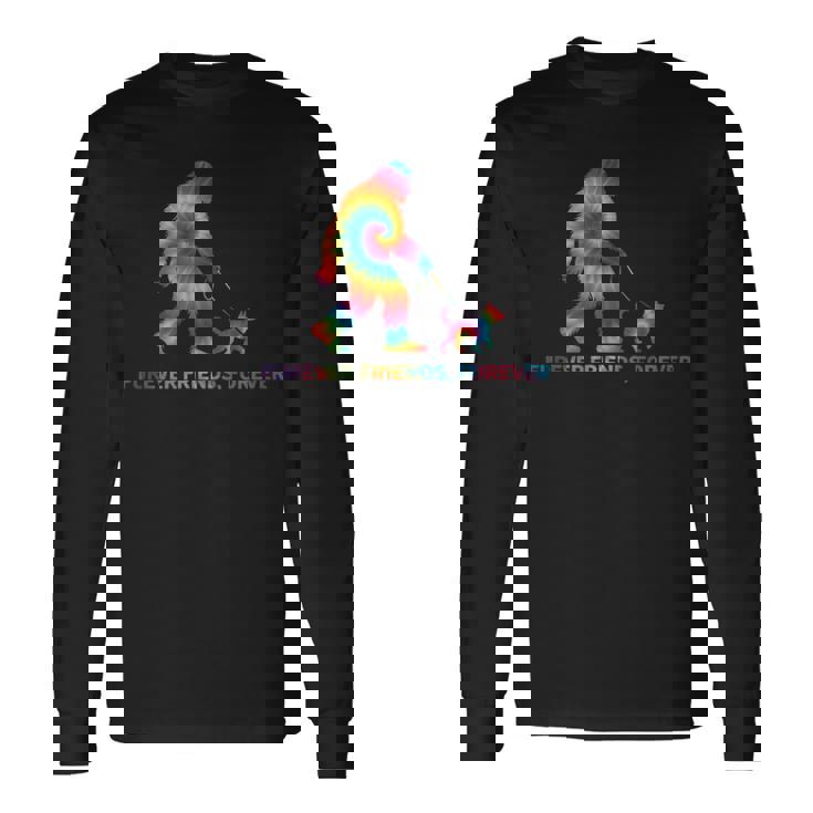 ビッグフットと犬の絆 – Furever Friends Forever 長袖Tシャツ