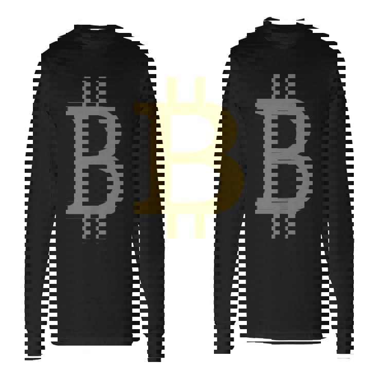 ビットコインシンボル ポケットデザイン ミニマリスト 長袖Tシャツ