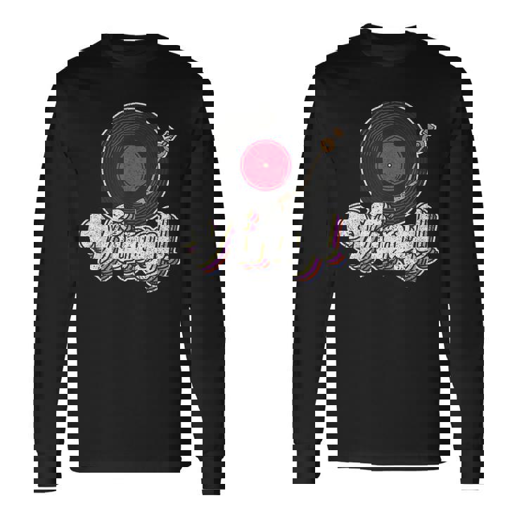ビニールレコードプレーヤー I ターンテーブルプレーヤー I レトロ音楽 長袖Tシャツ