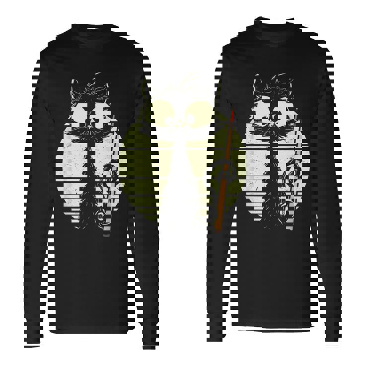 ビリヤード プール スヌーカー ビリヤードを持つ猫 かわいい子猫 長袖Tシャツ