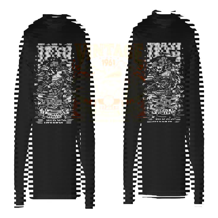 ビンテージ 1961 1961年生まれ 63歳の誕生日 バイクバイカー 長袖Tシャツ