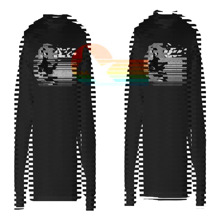 ビンテージ シャチ デザイン レトロ 美的 海 恋人 海 イルカ 長袖Tシャツ