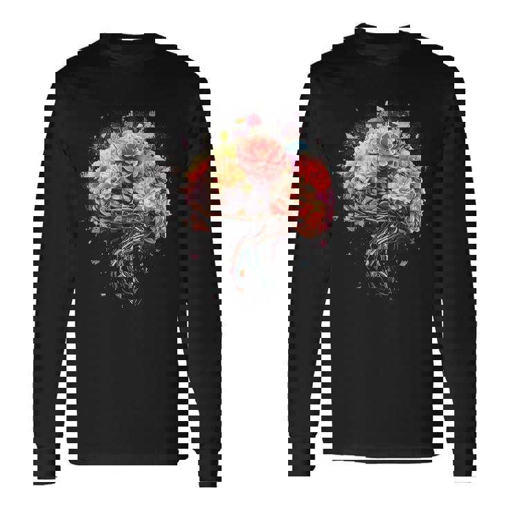 ビンテージ 人体解剖学 脳 カラフル 脳 科学と芸術 長袖Tシャツ