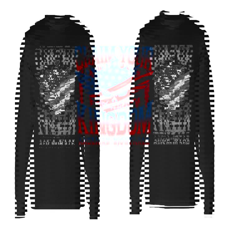 ビンテージアメリカ国旗ドリームクレームユアキングダムの悪夢 長袖Tシャツ