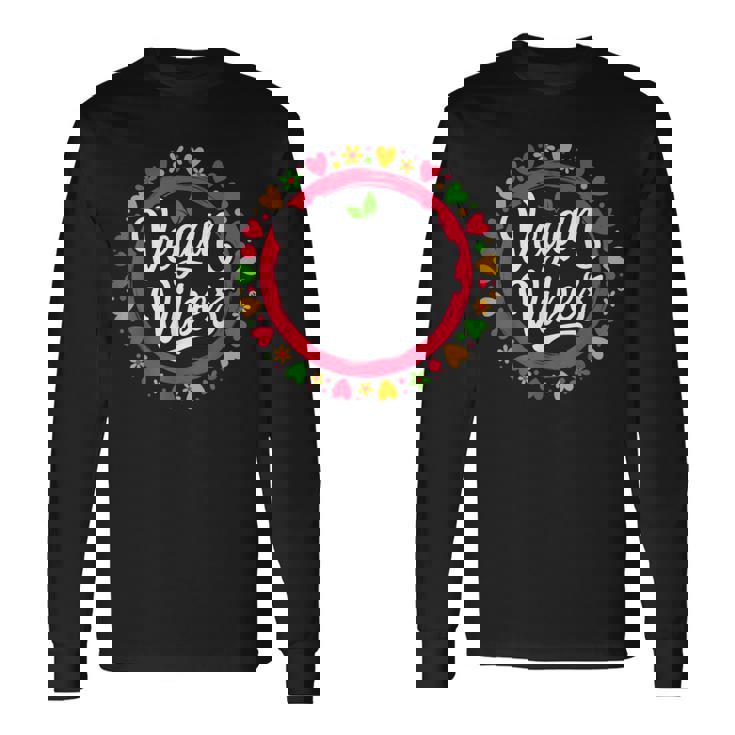 ビーガンバイブ 面白い 菜食主義 草食動物 ベジタリアン感謝 長袖Tシャツ