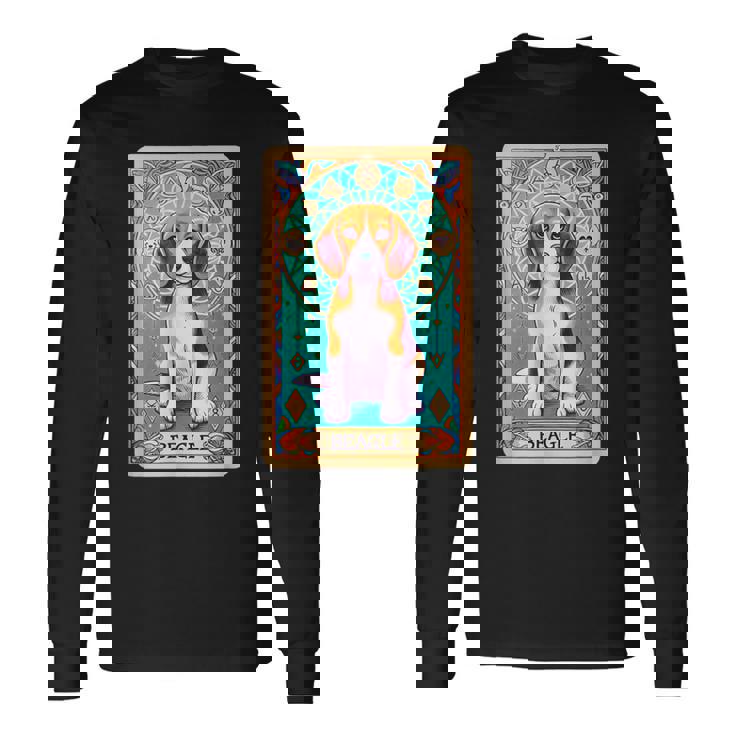 ビーグル 面白いtシャツ 犬 タロット カード かわいい メンズ 子供 おもしろ 服 グッズ ネタ 長袖Tシャツ ギフトのアイデア